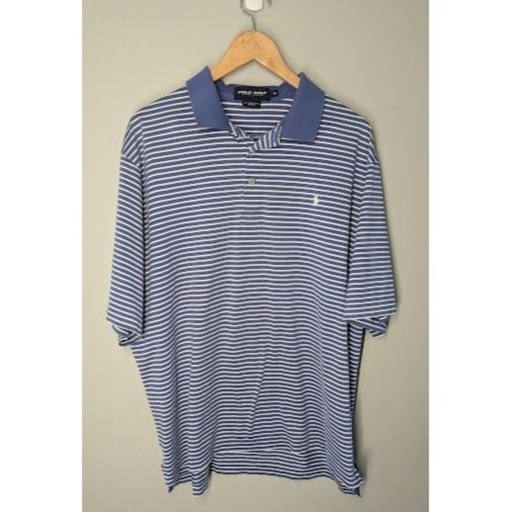 Polo Golf Ralph Lauren Men’s XL Pima Polo Blue/White Stripes Pony Logo